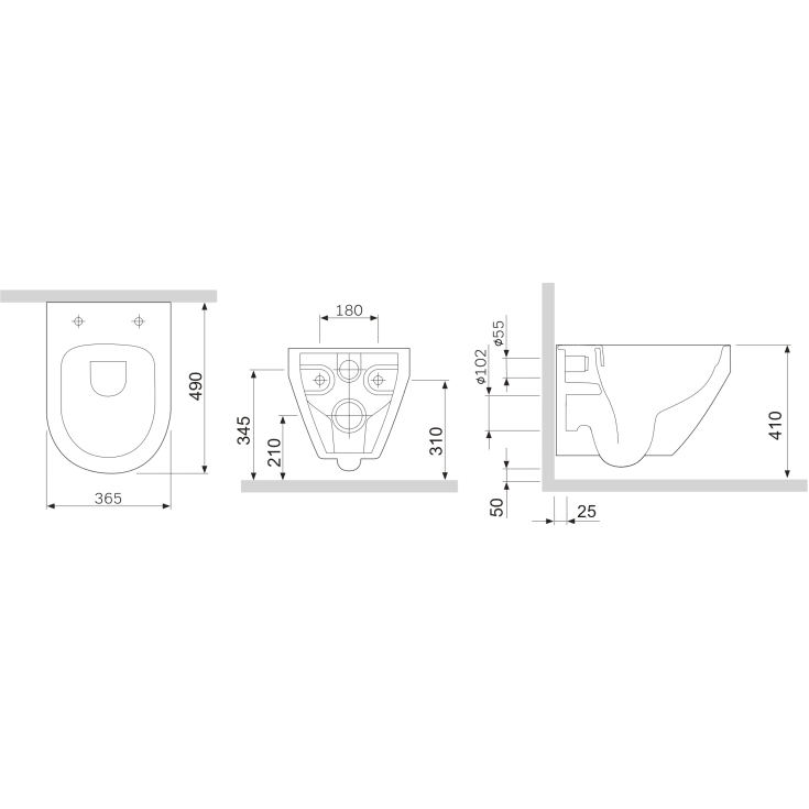 AM.PM Spirit V2.0 veikghengt toalett, uten skyllekant, hvit