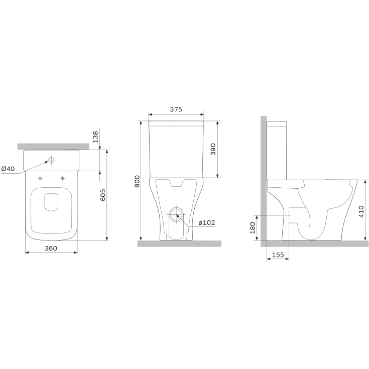 AM.PM Gem toilet, uden skyllekant, hvid