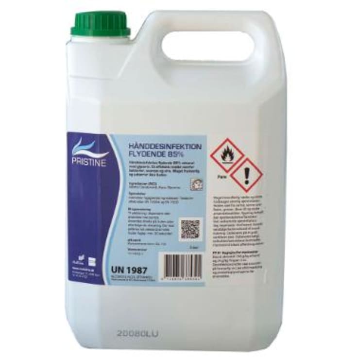 Pristine hånddesinfektion flydende, 85% Ethanol m/Glycerin, 5 ltr