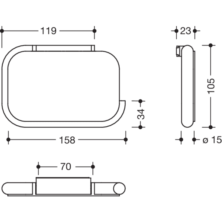 Hewi toiletrulleholder, børstet stål