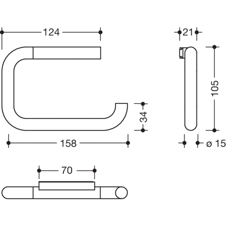 Hewi toiletrulleholder, børstet stål