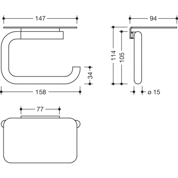 Hewi toiletrulleholder, poleret messing