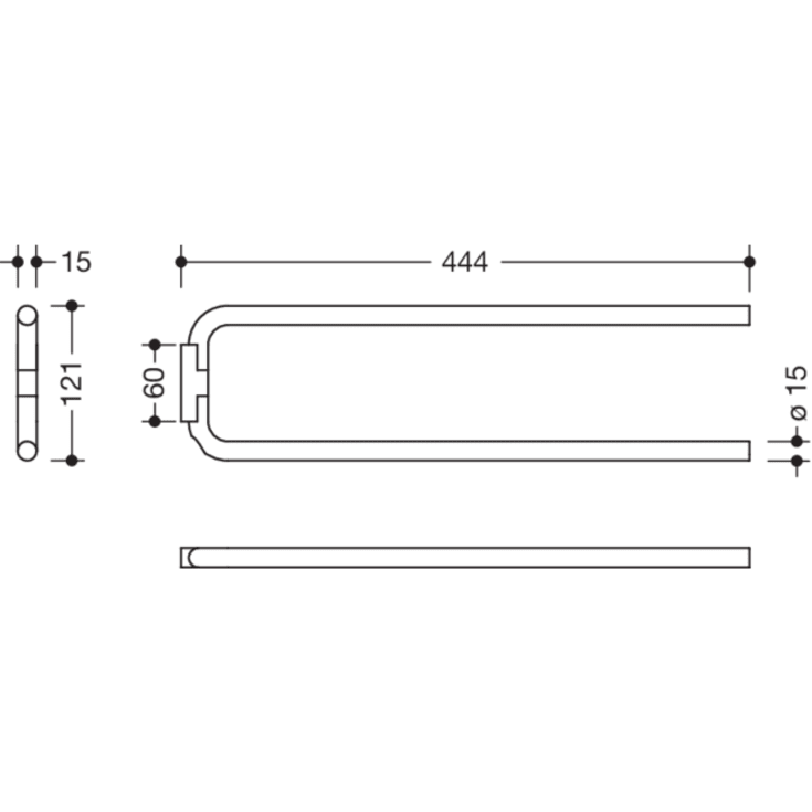 Hewi Serie 480 håndklædestang, 44,4 cm, mat hvid