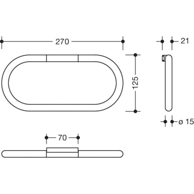 Hewi Serie 480 håndklædering, 27 cm, mat grå