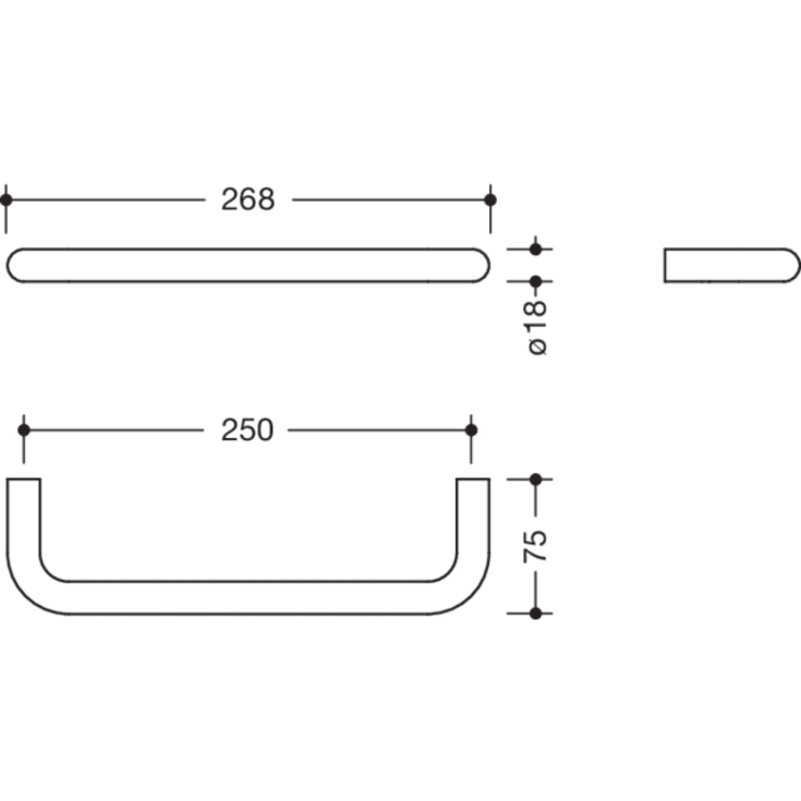 Hewi Serie 480 håndklædestang, 25 cm, mat sort