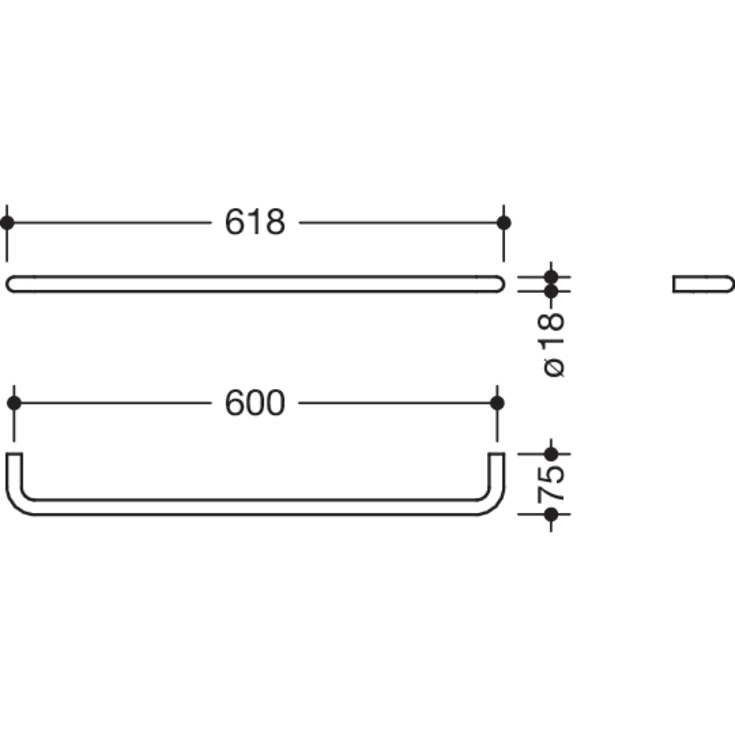 Hewi Serie 480 håndklædestang, 60 cm, børstet messing