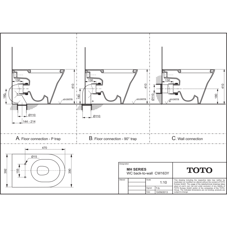 Toto NC toilet, back-to-wall, uden skyllekant, rengøringsvenlig, hvid