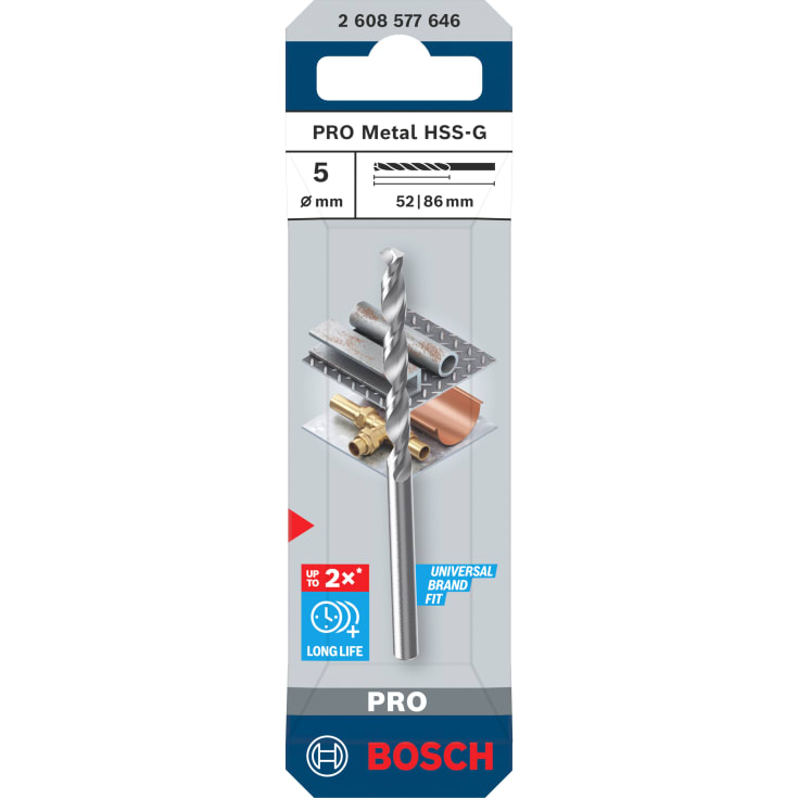 Bosch HSS-G metallbor, 5,0 x 86 mm