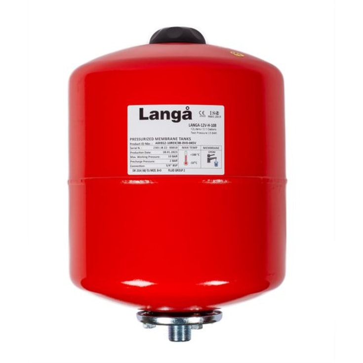 Langå trykekspansionsbeholder 12L, Ø240x375 mm, varme