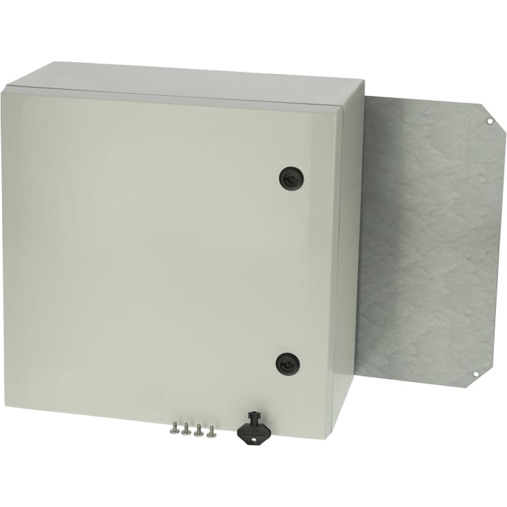 Arca Väggskåp PC 400x400x210 med grått lock 2 lås gångjärn med platta