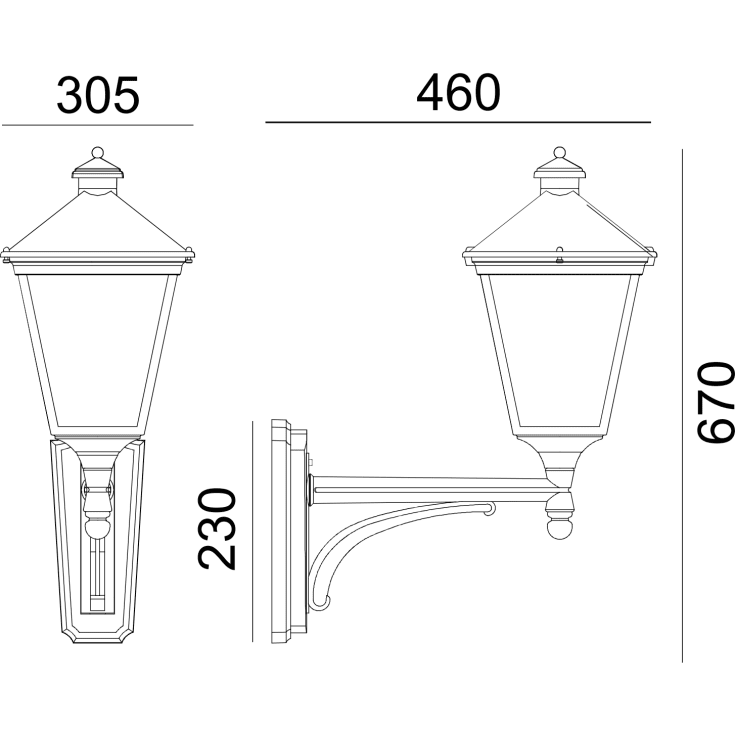 Norlys London taklampe, LED max 11W, klart glass, sort