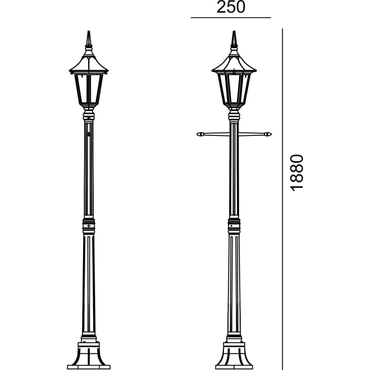 Norlys Rimini 401 stolpelampe, LED max 9W, E27, IP54, sort