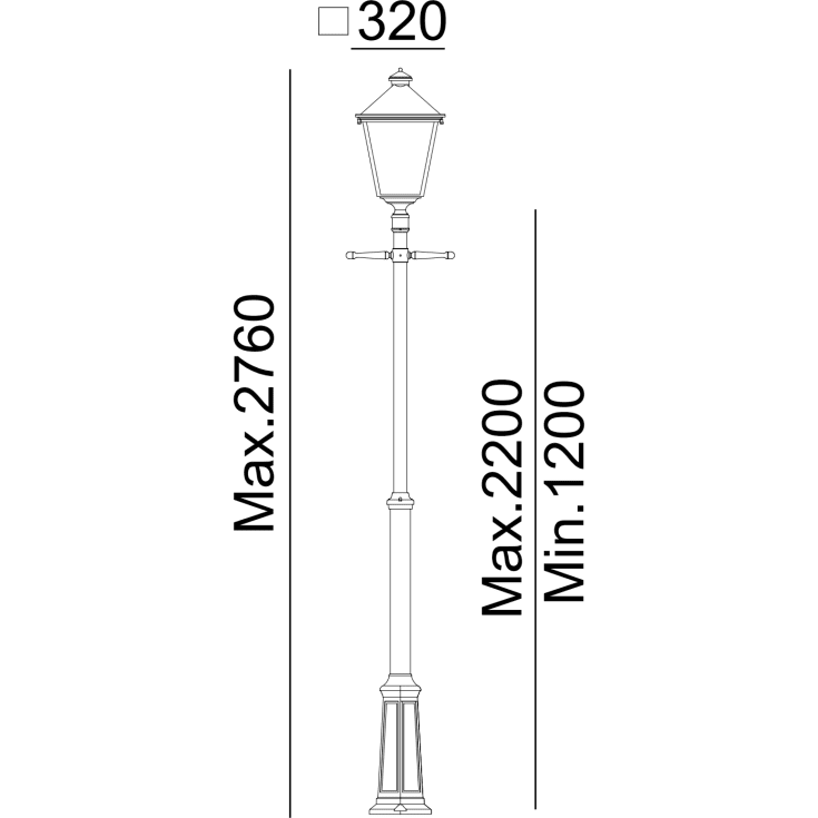 Norlys London 4124 stolpelampe, 17,5W, LED 3000K, sort