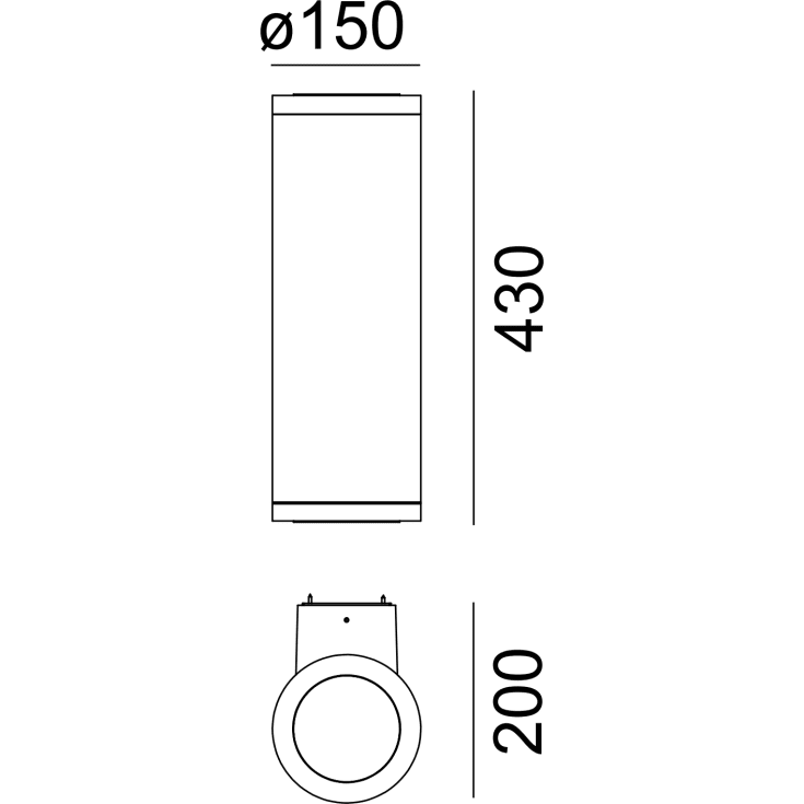 Norlys Lysfjord 6402 vegglampe, 26,5W, 3000K, DALI2 IP65, aluminium
