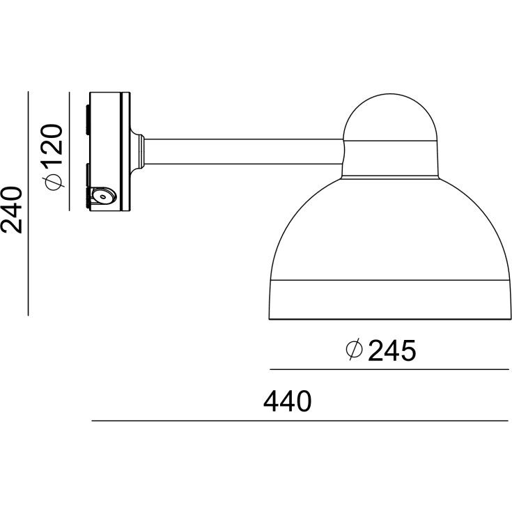 Norlys Koster 724 vegglampe, LED max 9W, E27, IP54, aluminium