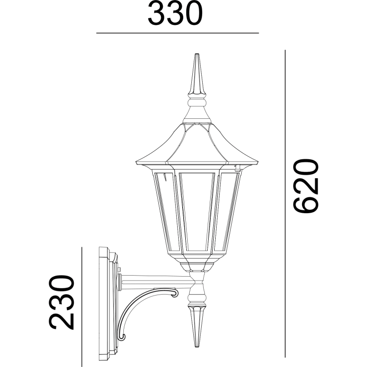 Norlys Modena vegglampe, LED max 9W, klart glass, sort