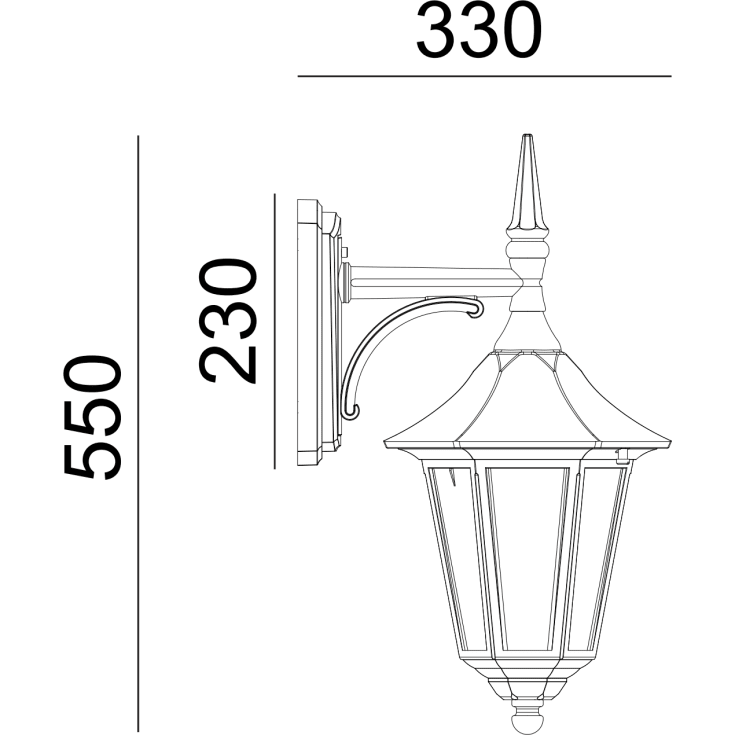 Norlys Modena vegglampe, LED max 9W, klart glass, sort