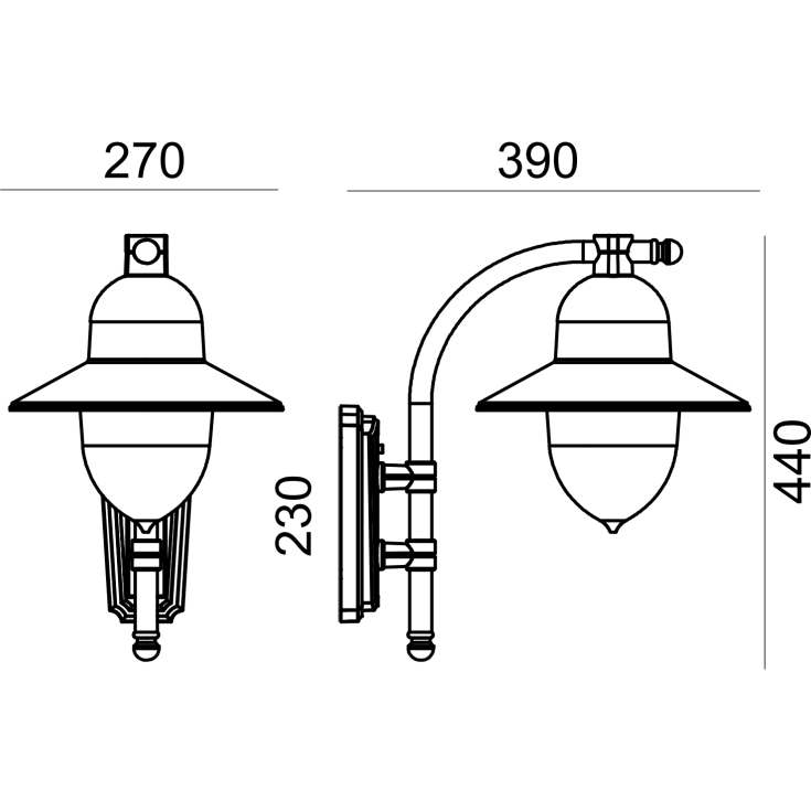 Norlys Como 370 vegglampe, LED max 9W, E27, IP54, sort