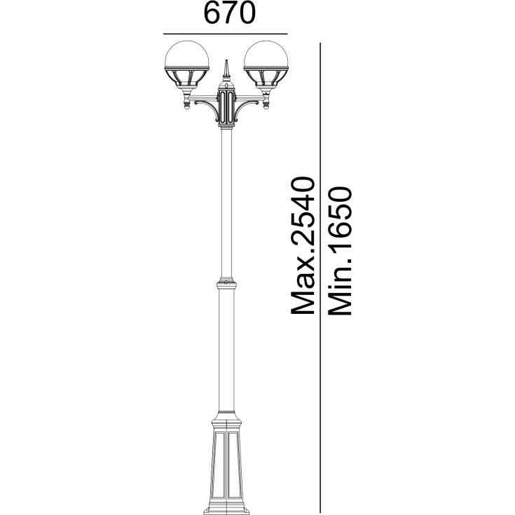 Norlys Bolgona 363 stolpelampe, LED max 2x9W, E27, IP54, hvit