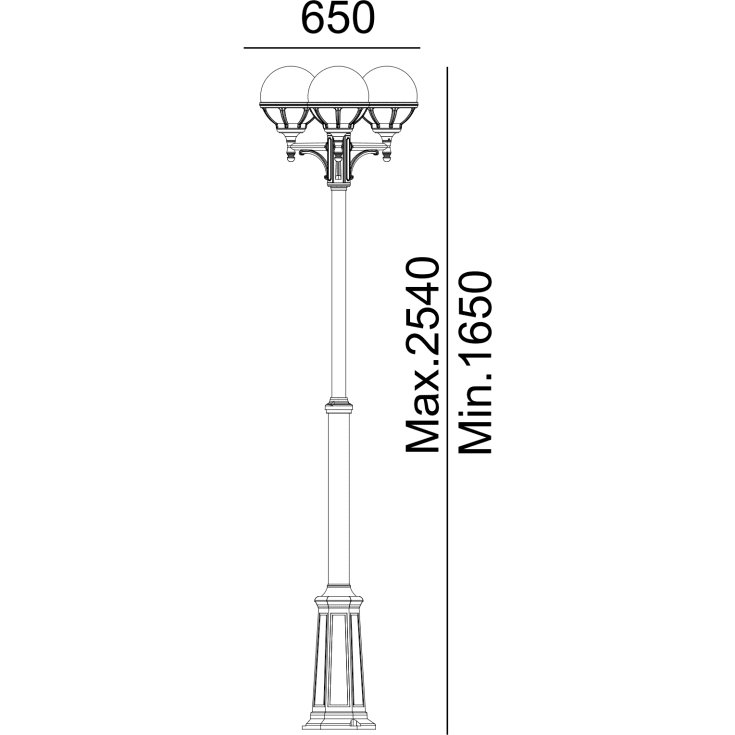 Norlys Bolgona 364 stolpelampe, LED max 3x9W, E27, IP54, hvit