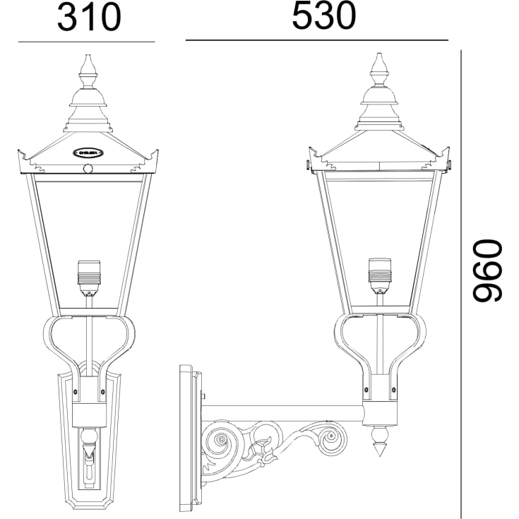 Norlys Chelsea 955 vegglampe, LED max 11W, klart glass, kobber