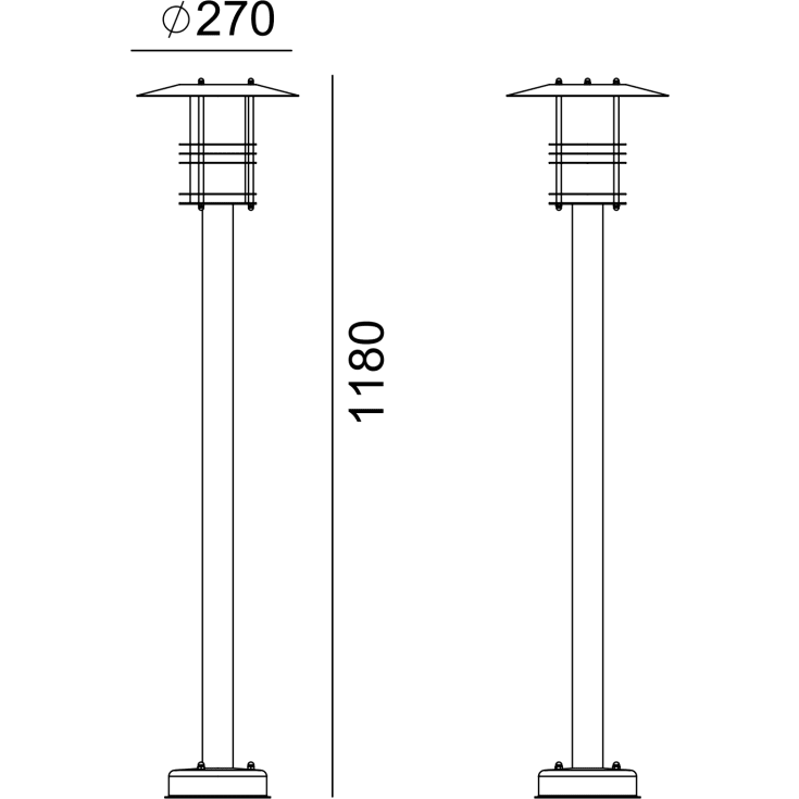 Norlys Stockholm 285 blomsterstolpe, Led max 9W, E27, IP54, sort