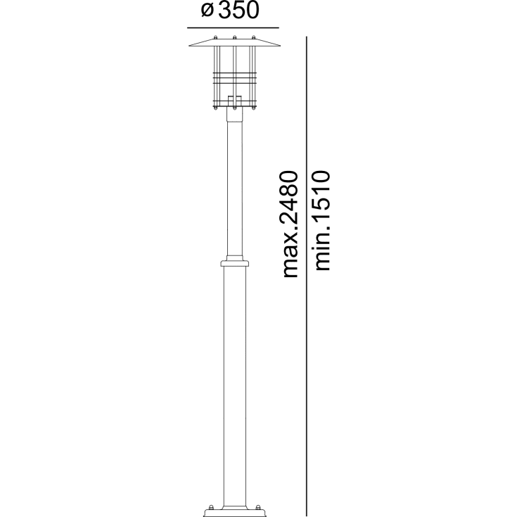 Norlys Stockholm 281 stolpelampe, LED max 9W, E27, IP54, sort