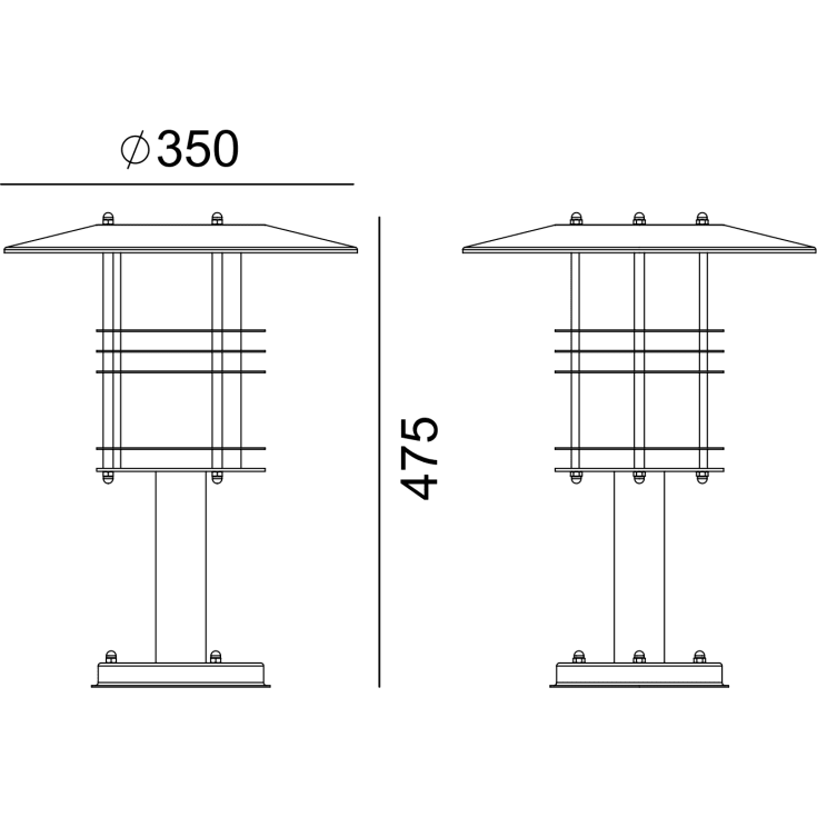 Norlys Stockholm 287 portstolpe, LED max 9W, E27, IP54, sort