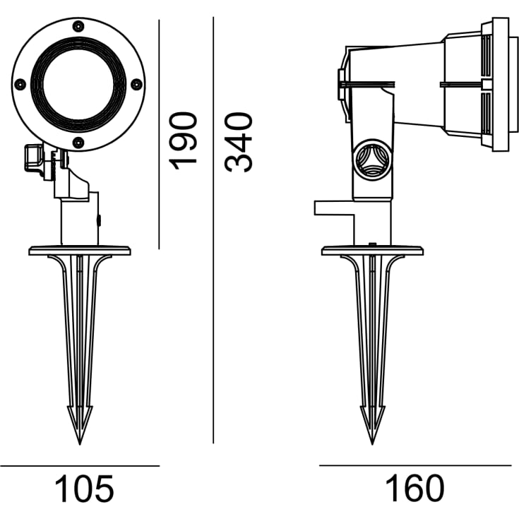 Norlys Sande 1593 spot, 8,3W, LED, IP65 KL I, grafitt