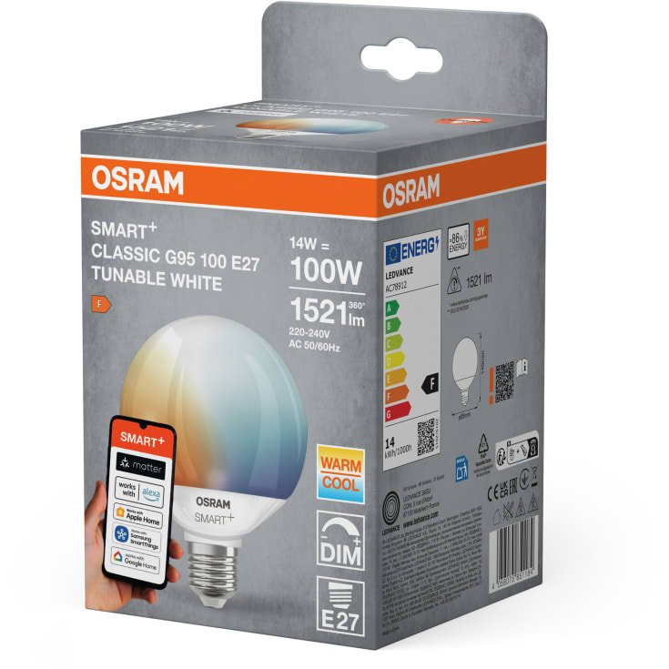 Osram Smart+ Wifi E27 kronepære, 2700K, 14W