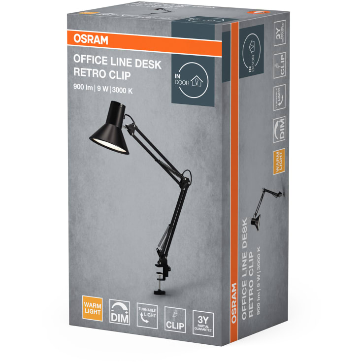 Osram Retro Clip klemmelampe, sort