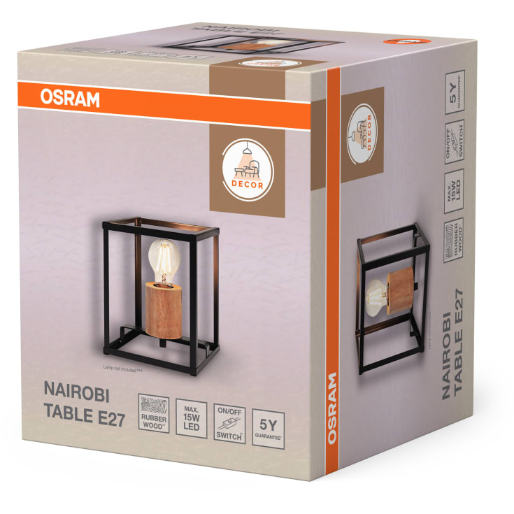 OSRAM DECOR Nairobi Table E27 200mm træ/sort