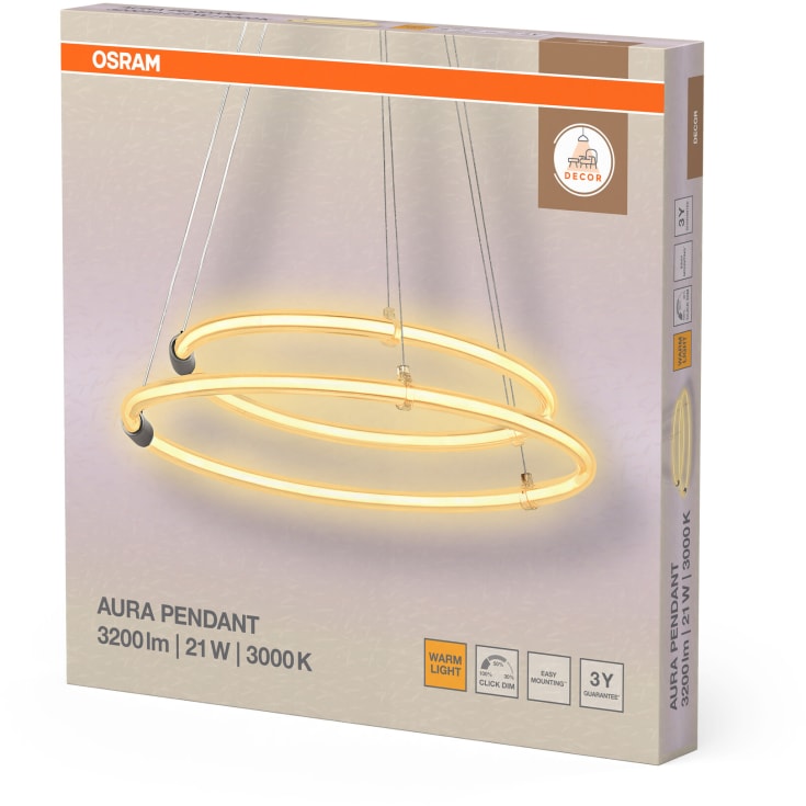OSRAM DECOR Aura Click Dim 2 X Pendant 3200lm 18W/830