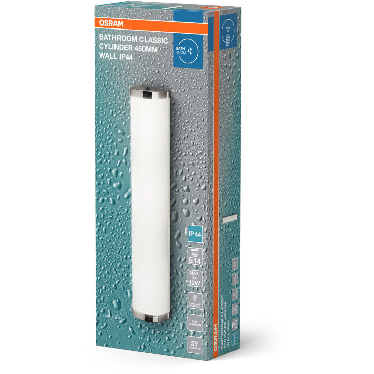 OSRAM Bathroom Classic Cylinder Wall 2xE14 IP44 455mm krom