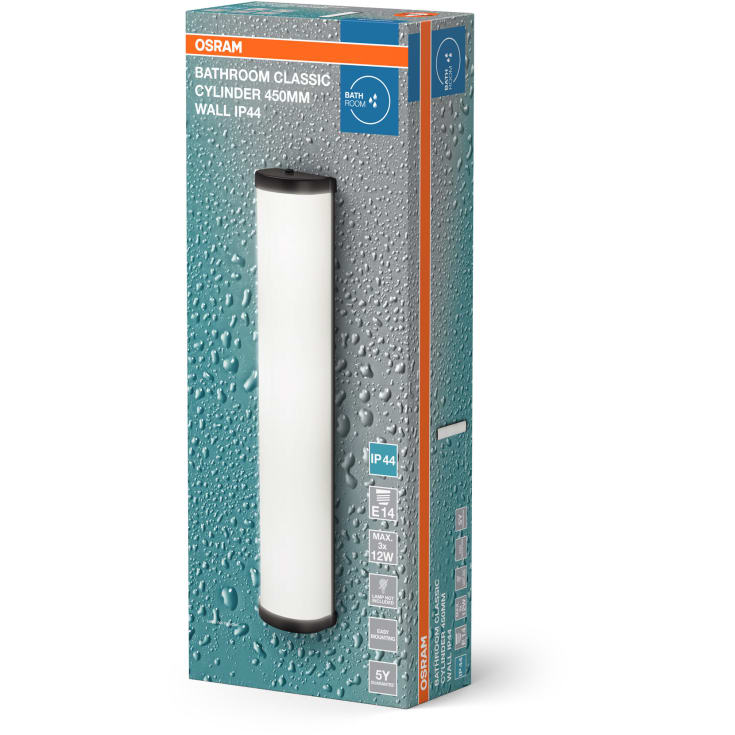 OSRAM Bathroom Classic Cylinder Wall 2xE14 IP44 455mm sort