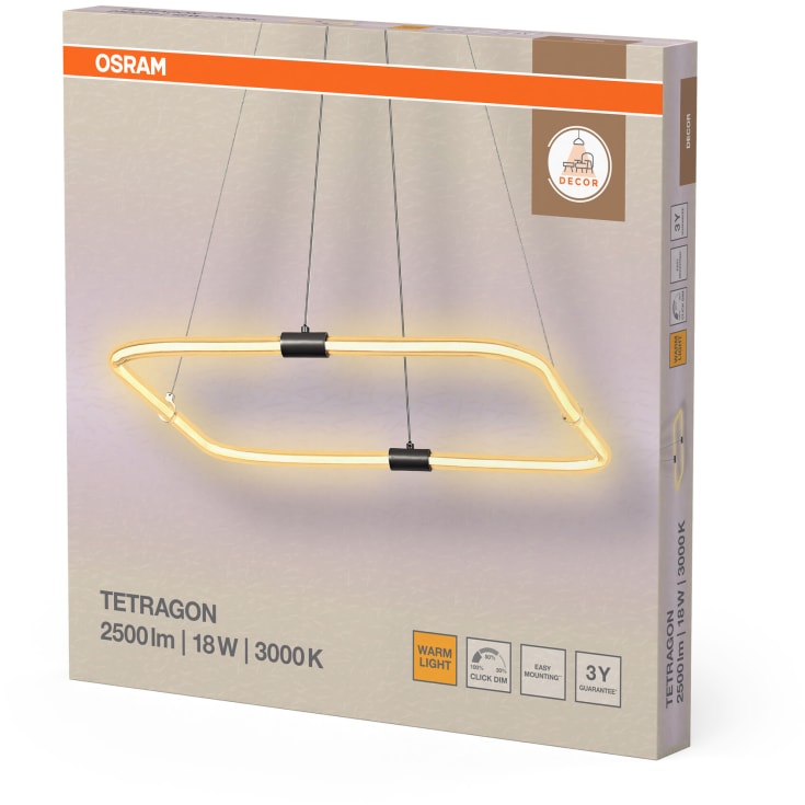 OSRAM DECOR Tetragon Click Dim Pendant 2500lm 18W/830