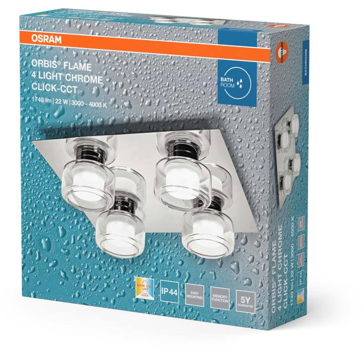 Osram Orbis Flame taklampe, 3000-4000K, krom