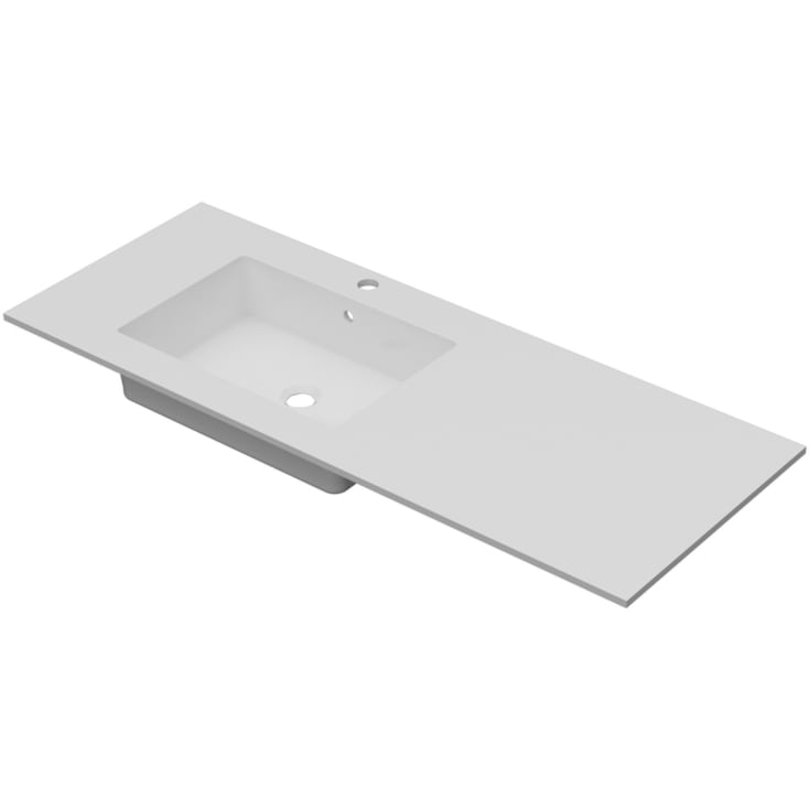 Linn Bad Corianplate med EIR servant, 120x46 cm, uten overløp, venstre, hvit matt