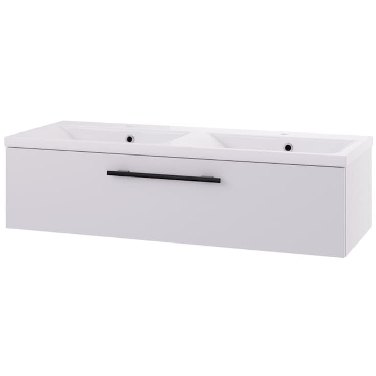 Linn Bad Ingrid servantskap, 1 skuff, dobbel, 120x45,3x28,5 cm, hvit matt