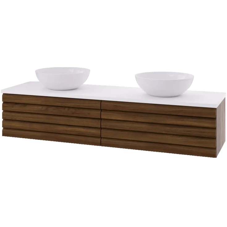 Linn Bad Selma servantskap, 1 skuff, dobbel, 160x45,7x33,4 cm, mørk eikestav