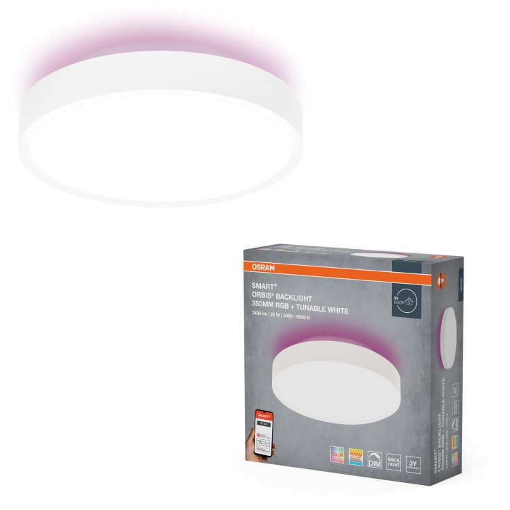 Osram Smart+ Wifi Backlight tak, färgskiftande + vit, Ø35 cm, vit