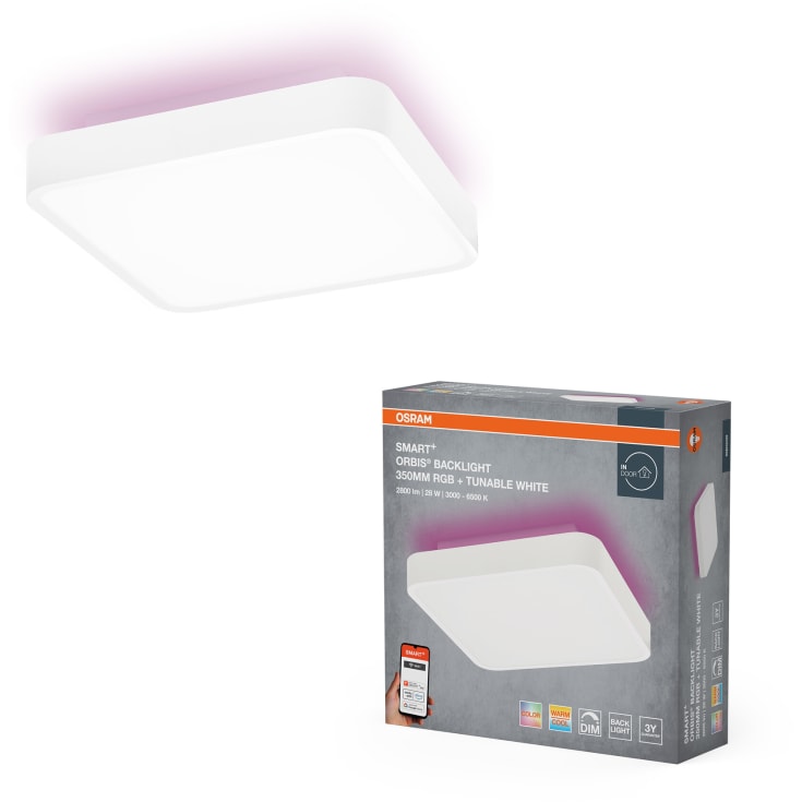 Osram Smart+ Wifi Backlight ceiling, fargeskiftende + hvit, 35x35 cm, hvit