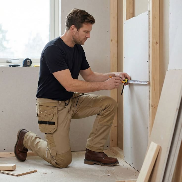 Kansas Evolve håndværkerbukser med 4-vejs stretch, khaki, str. C56