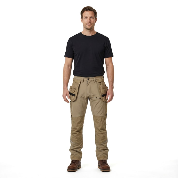 Kansas Evolve arbeidsbukse med 4-veis stretch, khaki, str. C56