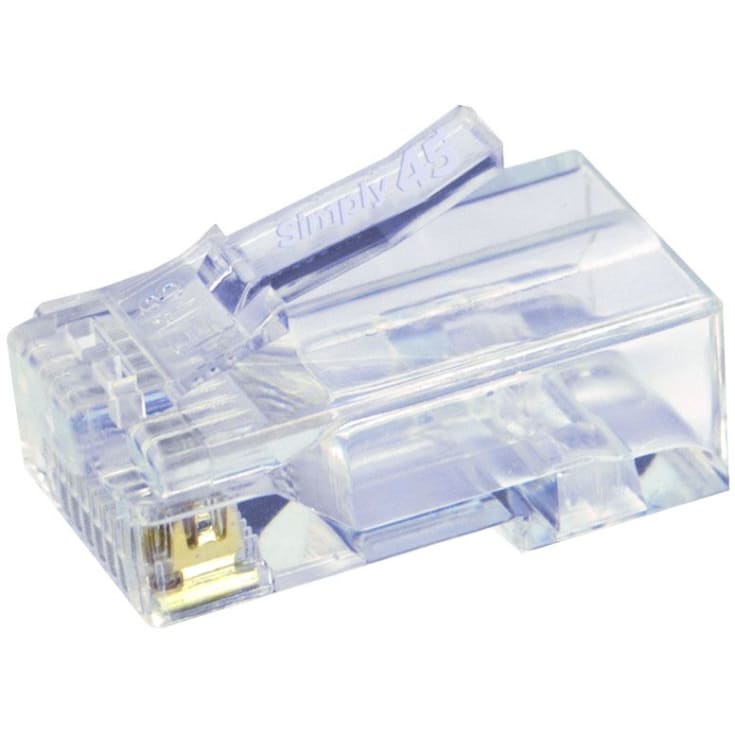 Simply45 RJ45 Pass-Through CAT5E blå UTP uskærmet, 100 stk