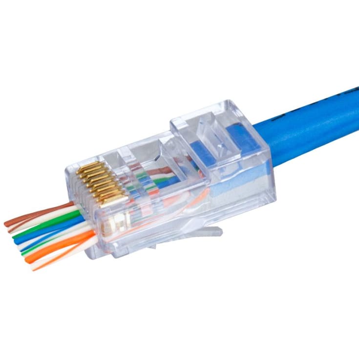 Simply45 RJ45 Pass-Through CAT5E blå UTP uskærmet, 100 stk