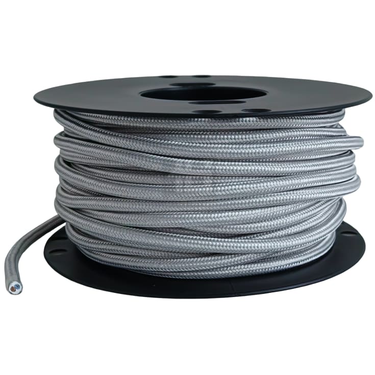 25 meter Stofledning 2x0,75 sølv, S25