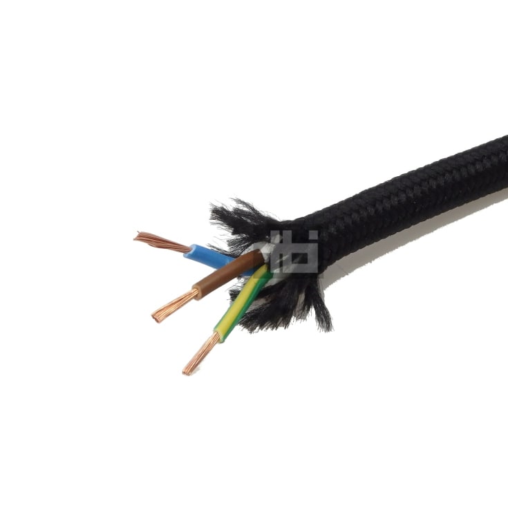 25 meter Stofledning 3G0,75  sort, S25