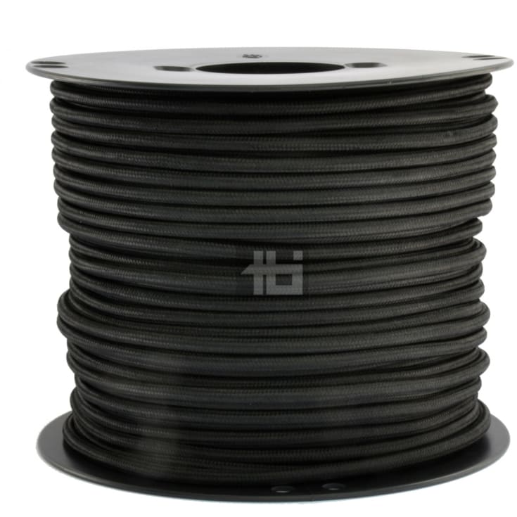 100 meter Stofledning 2x0,75 sort, S100