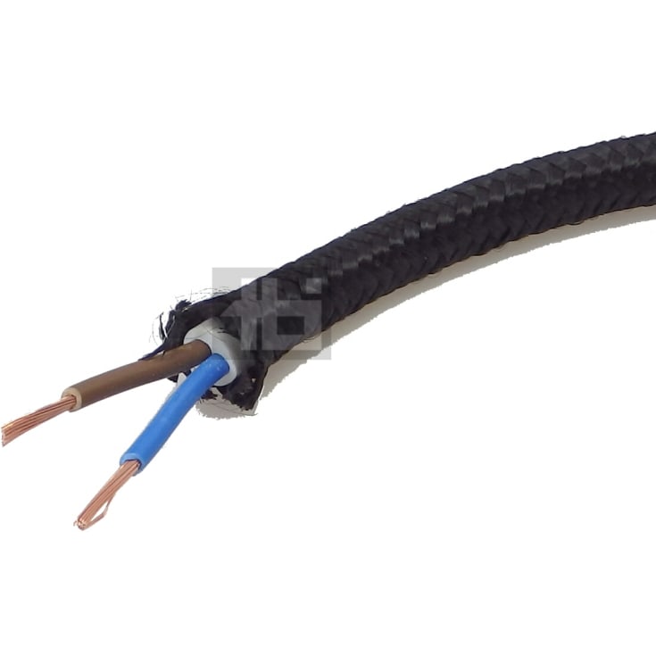 25 meter Stofledning 2x0,75 sort, S25